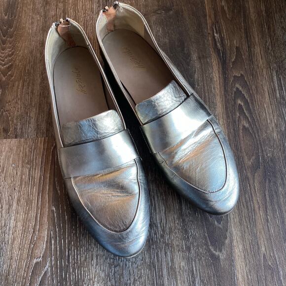 Marsèll Back Zip Pale Gold Metallic Penny Loafers Size 7.5 - Picture 1 of 8